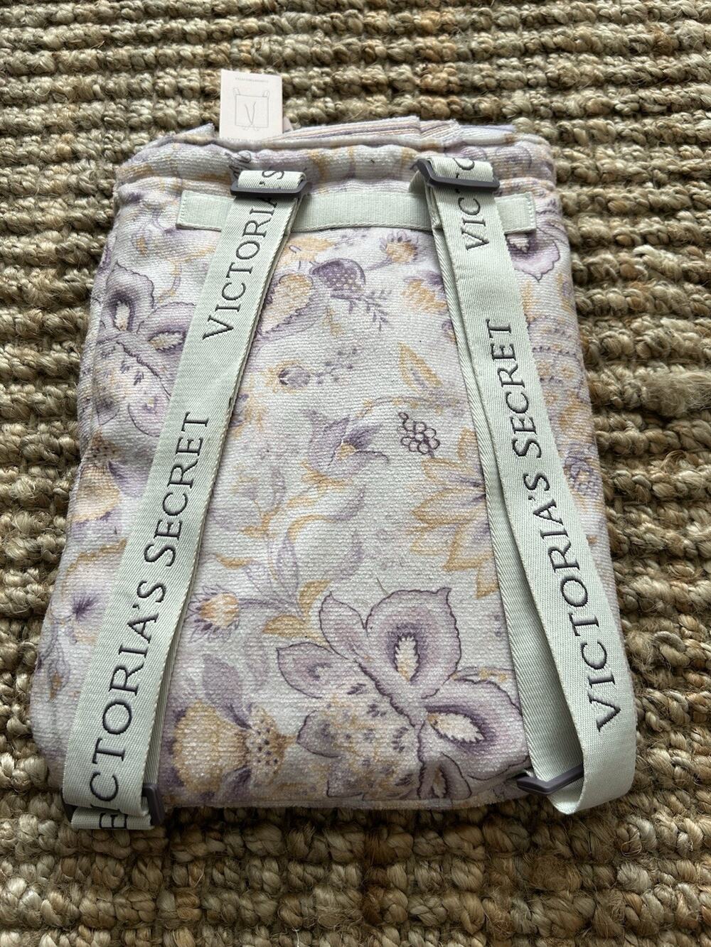 Victoria's Secret Packable Floral Stripe Beach Towel 2 in 1 Backpack Style NWT